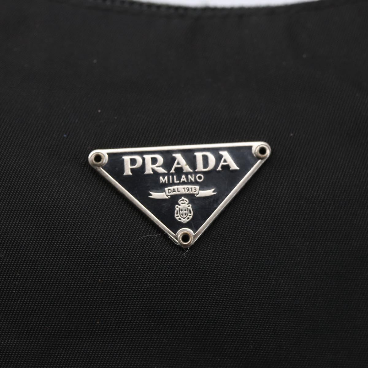 PRADA Hand Bag Nylon Black Silver Auth 150135
