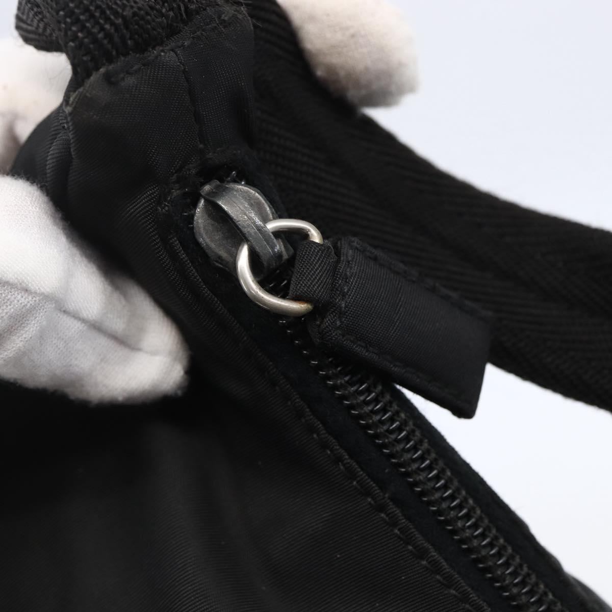 PRADA Hand Bag Nylon Black Silver Auth 150135