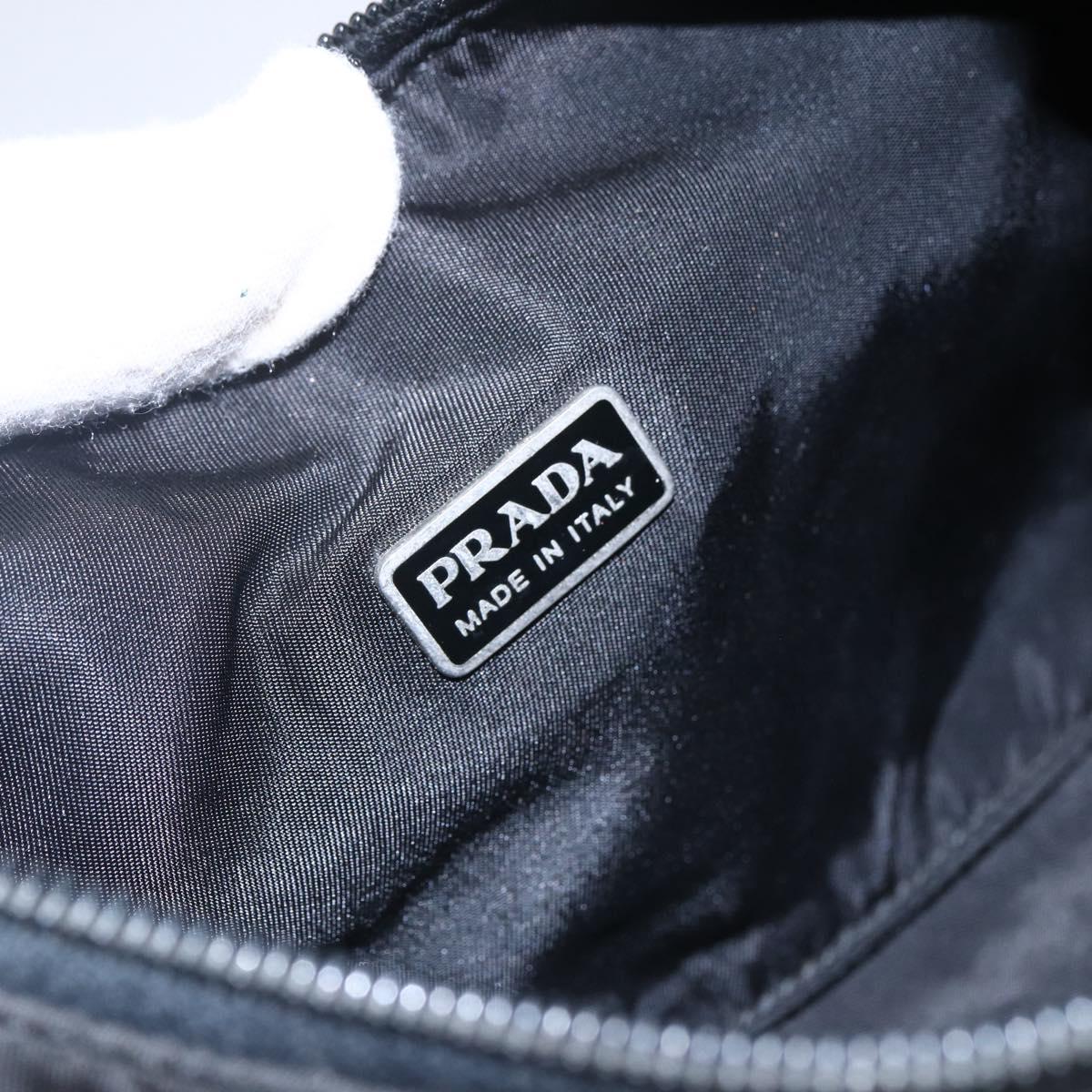 PRADA Hand Bag Nylon Black Silver Auth 150135