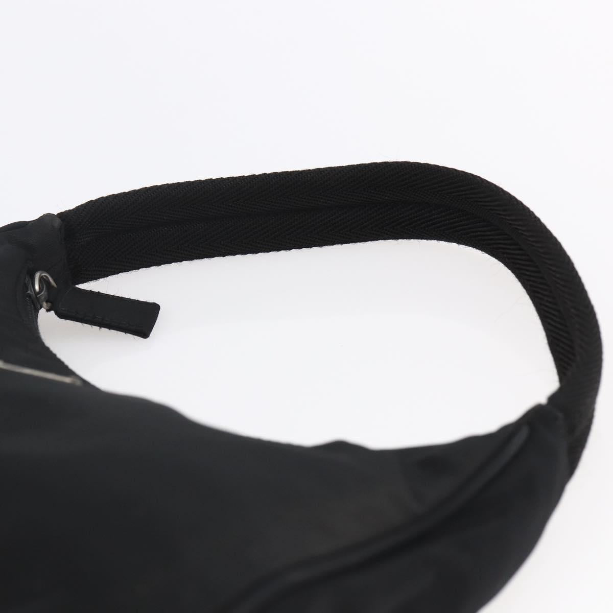 PRADA Hand Bag Nylon Black Silver Auth 150135