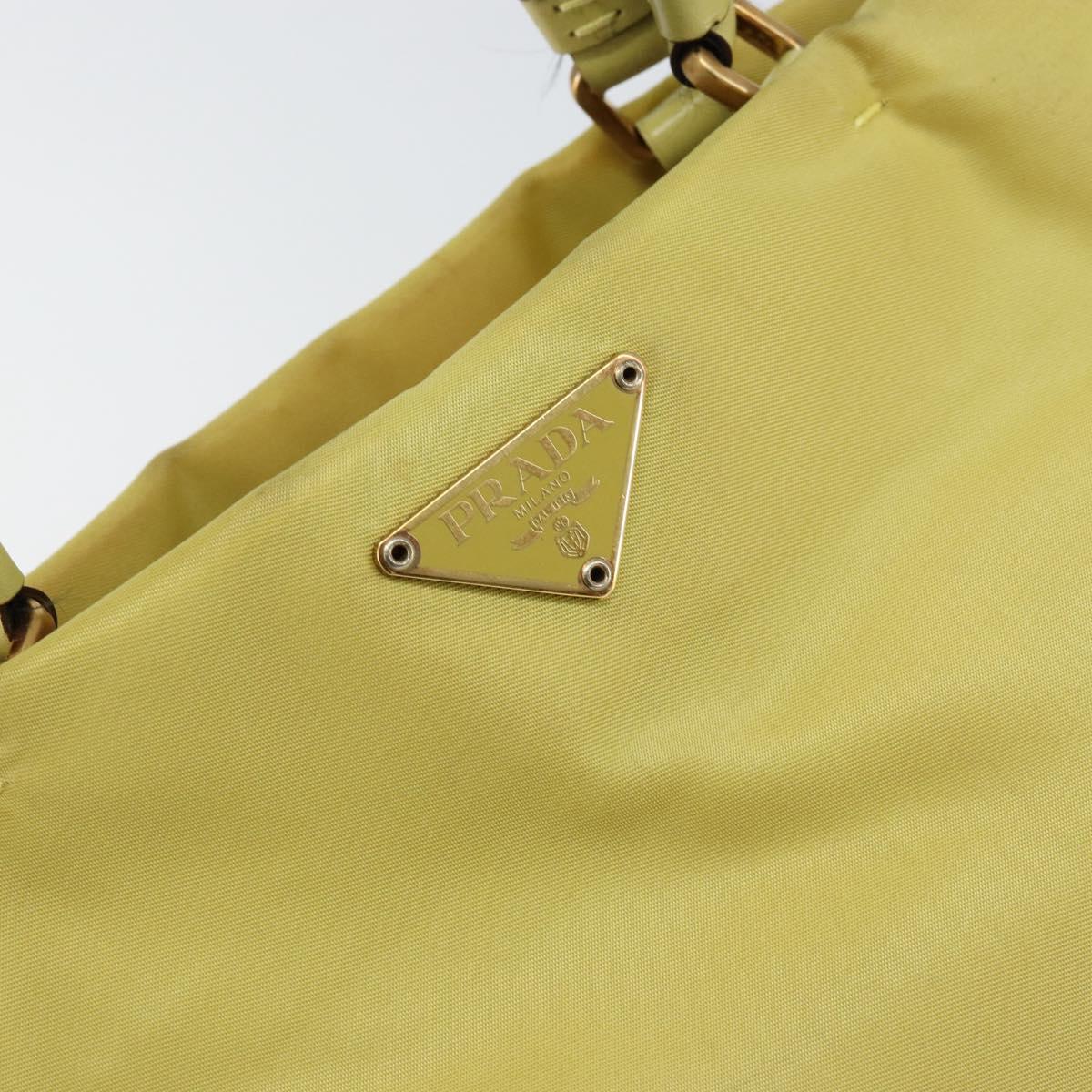 PRADA Tote Bag Nylon Yellow Gold Auth 150138