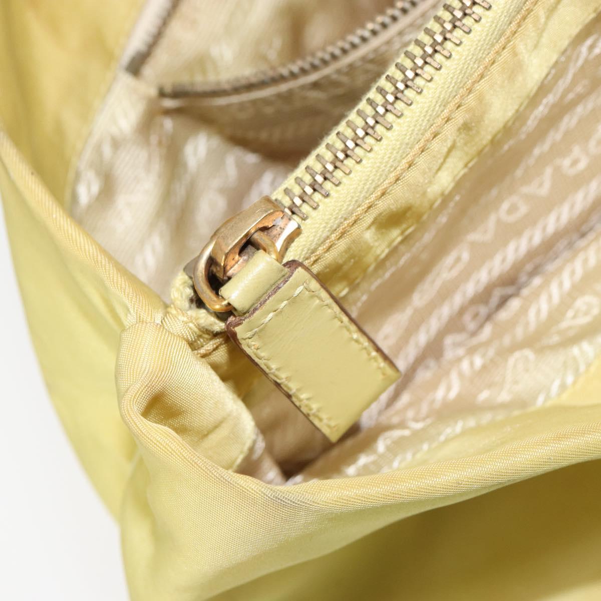 PRADA Tote Bag Nylon Yellow Gold Auth 150138