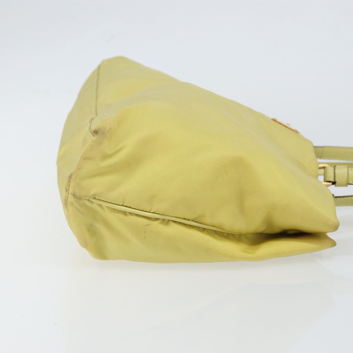 PRADA Tote Bag Nylon Yellow Gold Auth 150138