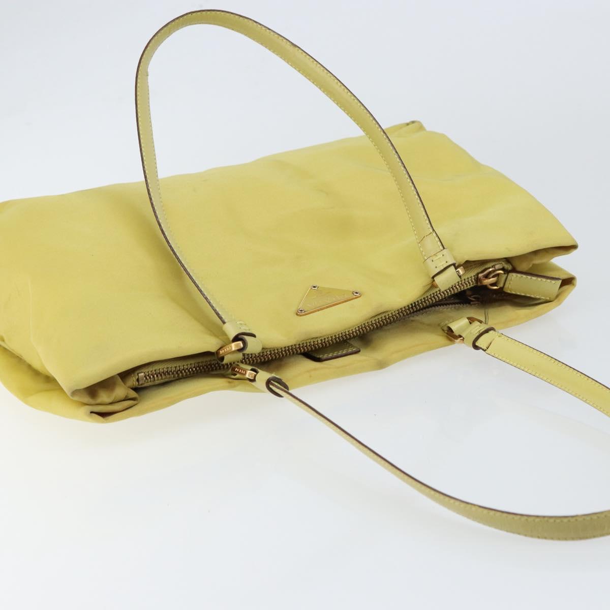 PRADA Tote Bag Nylon Yellow Gold Auth 150138