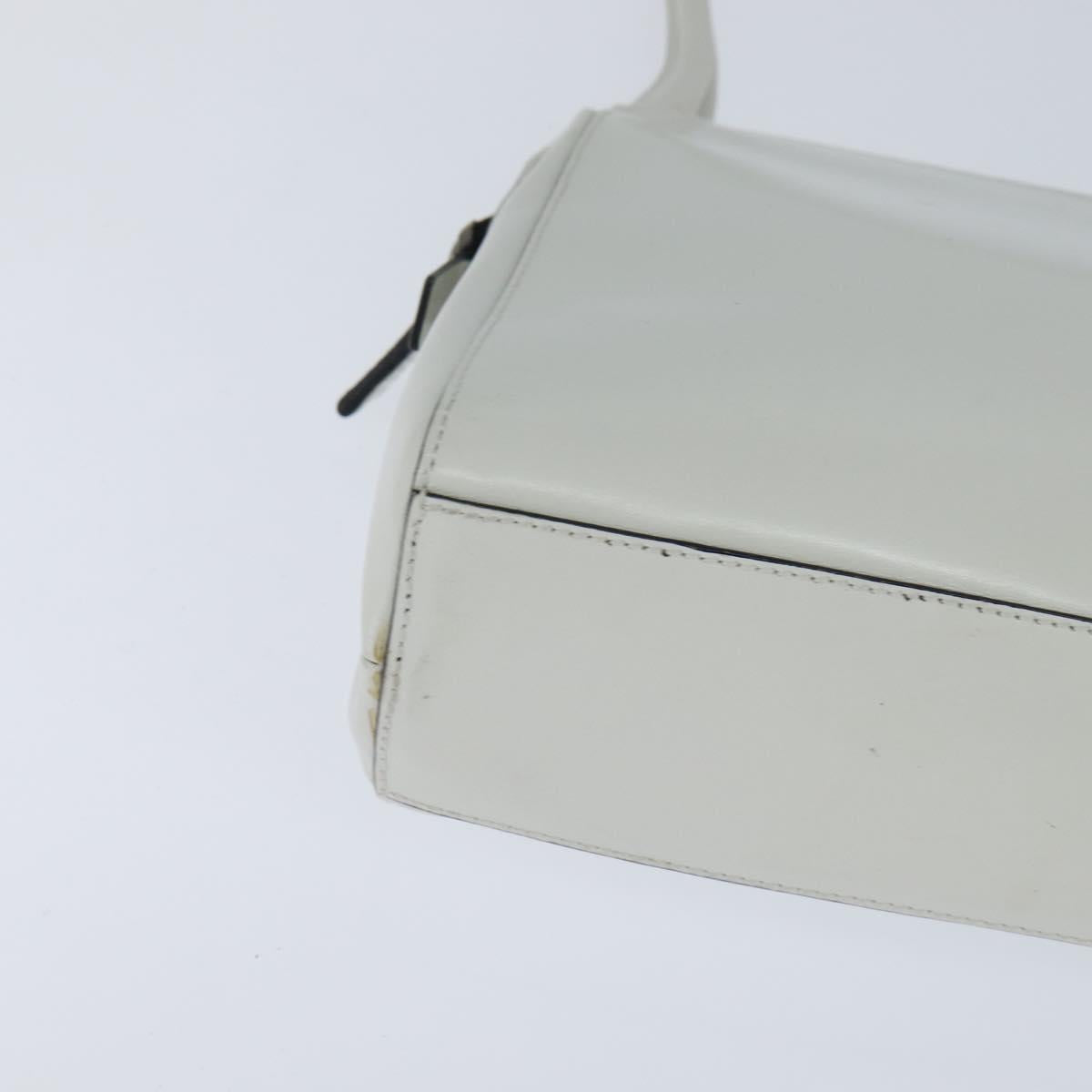 PRADA Tote Bag Leather White Silver Auth 150139