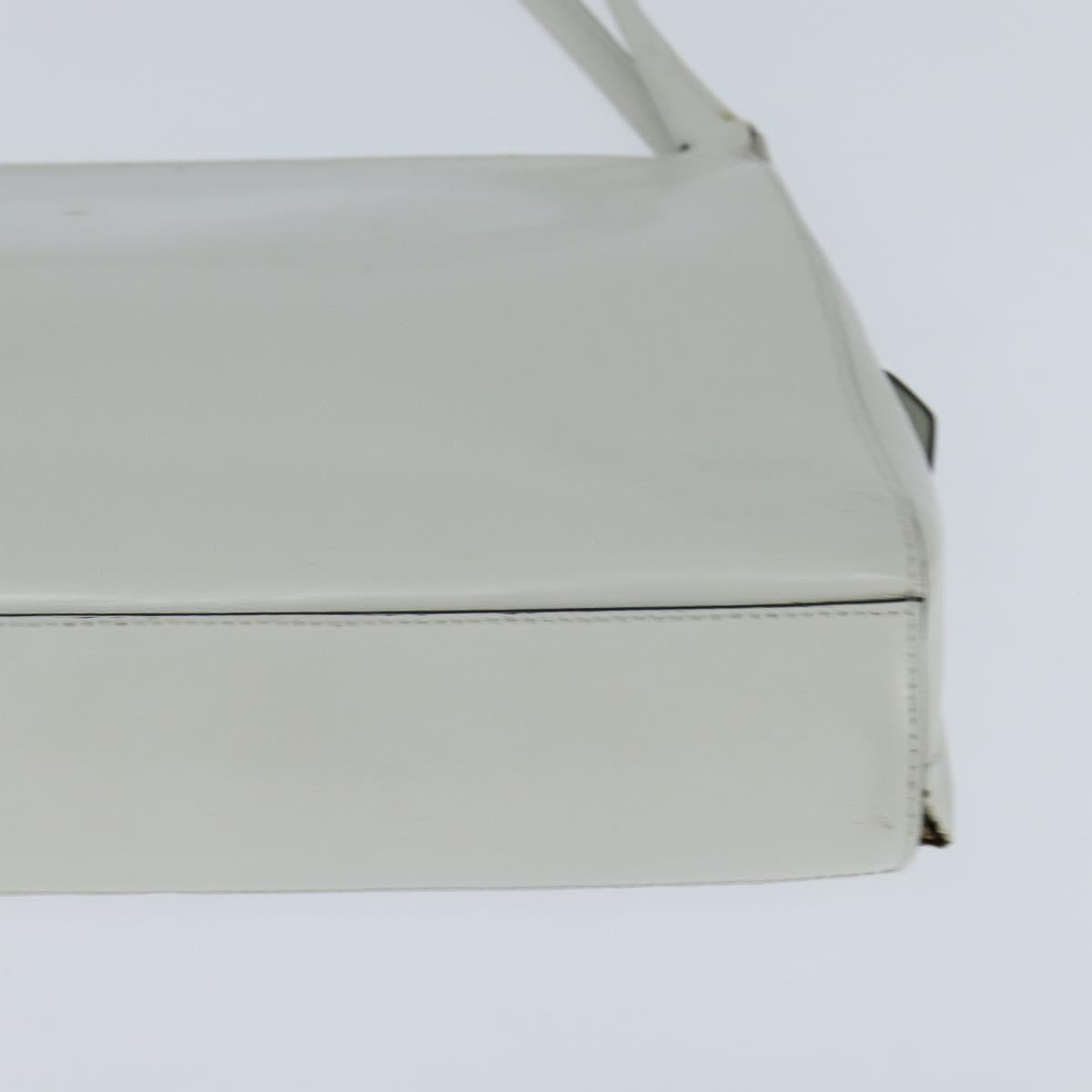 PRADA Tote Bag Leather White Silver Auth 150139