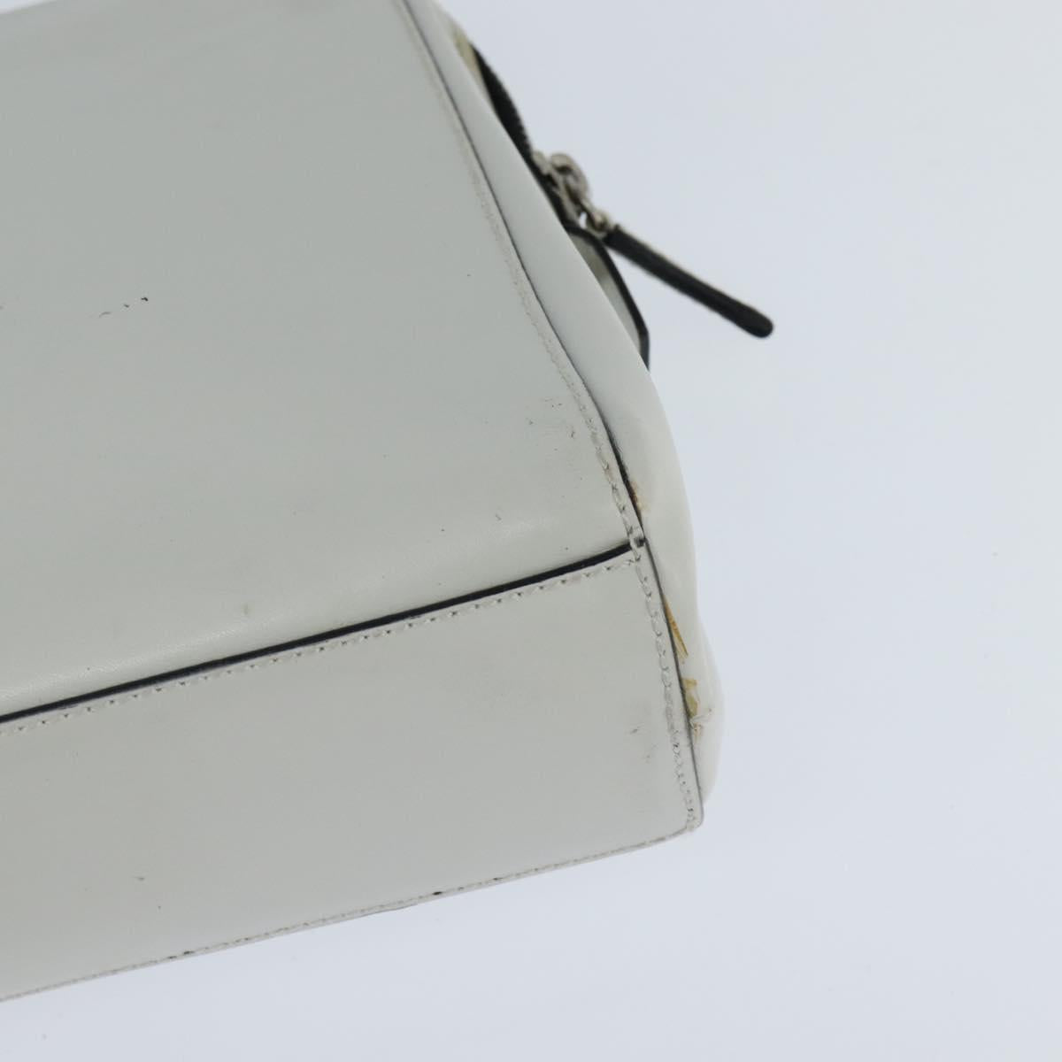 PRADA Tote Bag Leather White Silver Auth 150139