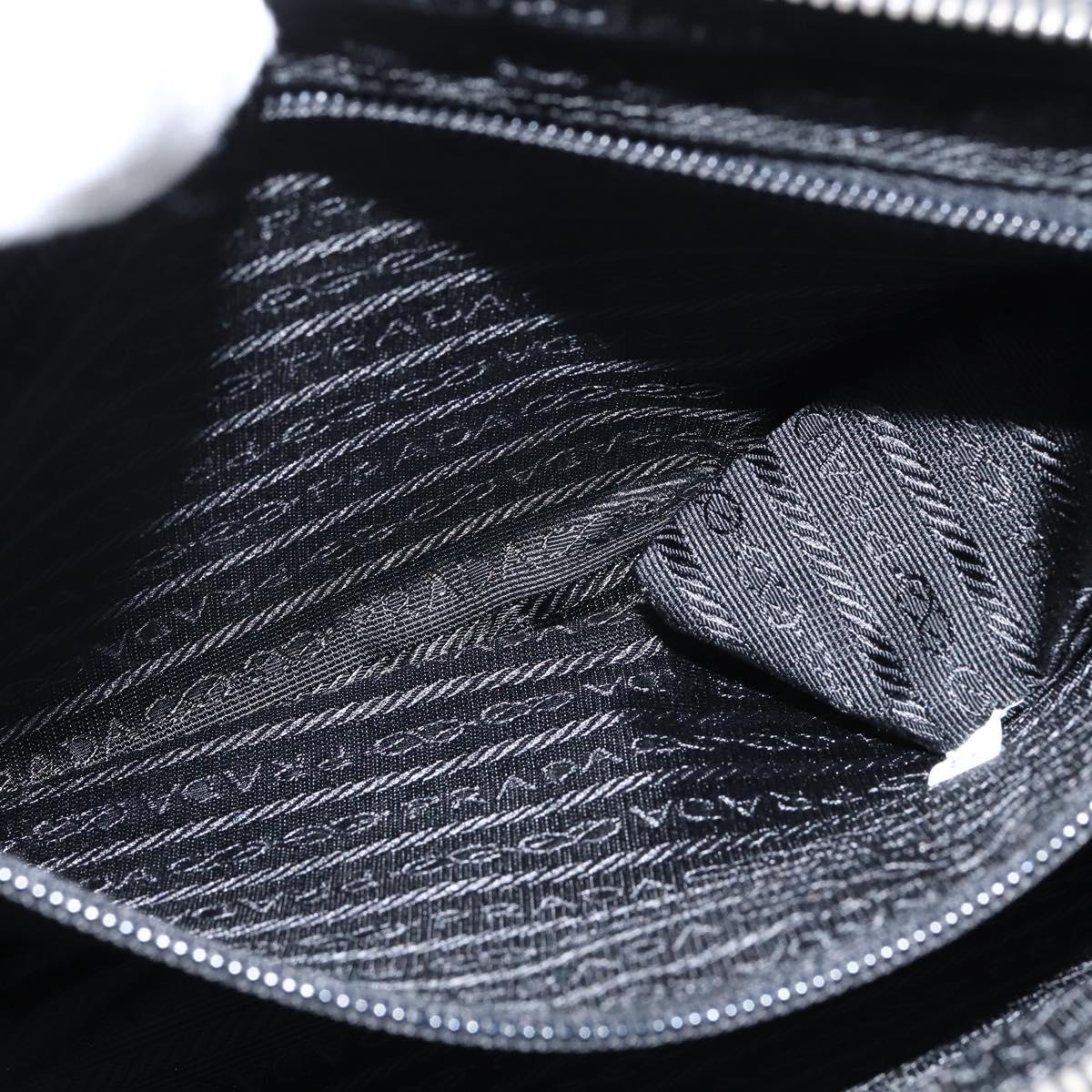 PRADA Tote Bag Leather White Silver Auth 150139