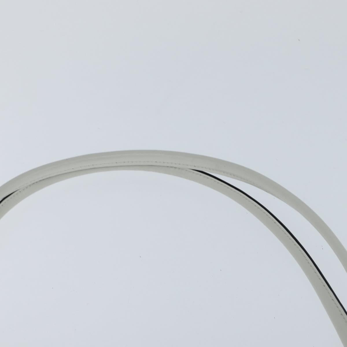 PRADA Tote Bag Leather White Silver Auth 150139