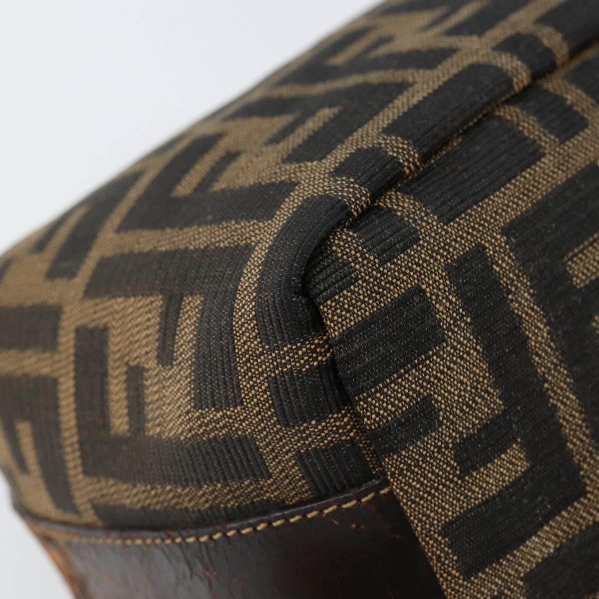 FENDI Zucca Canvas Vanity Hand Bag Black Brown Auth 150140