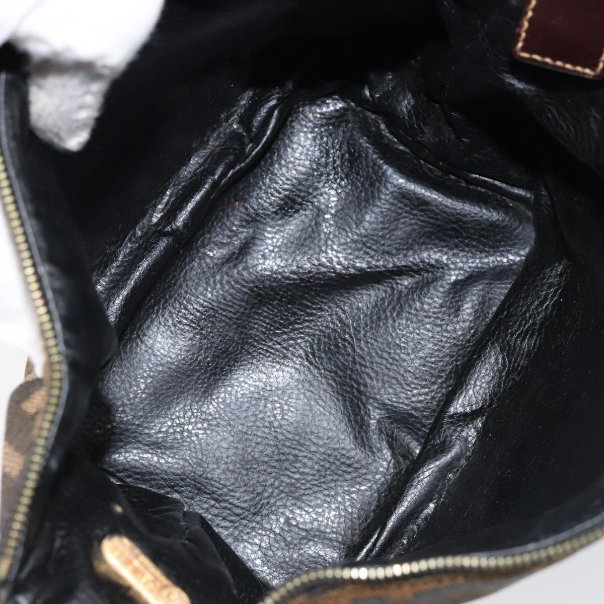 FENDI Zucca Canvas Vanity Hand Bag Black Brown Auth 150140