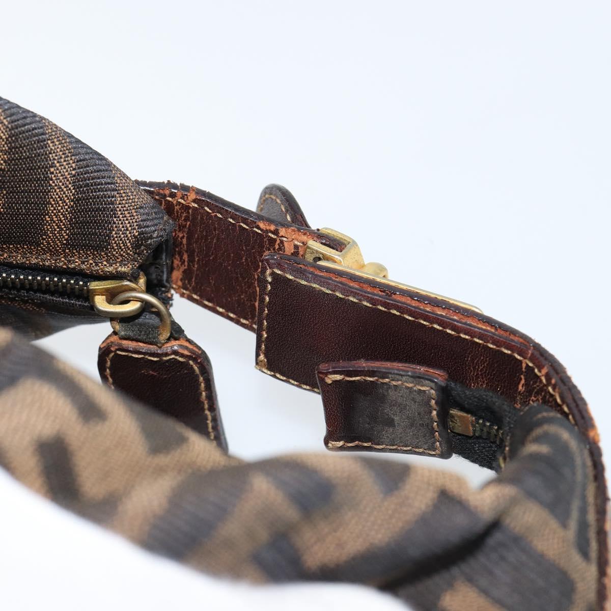 FENDI Zucca Canvas Vanity Hand Bag Black Brown Auth 150140