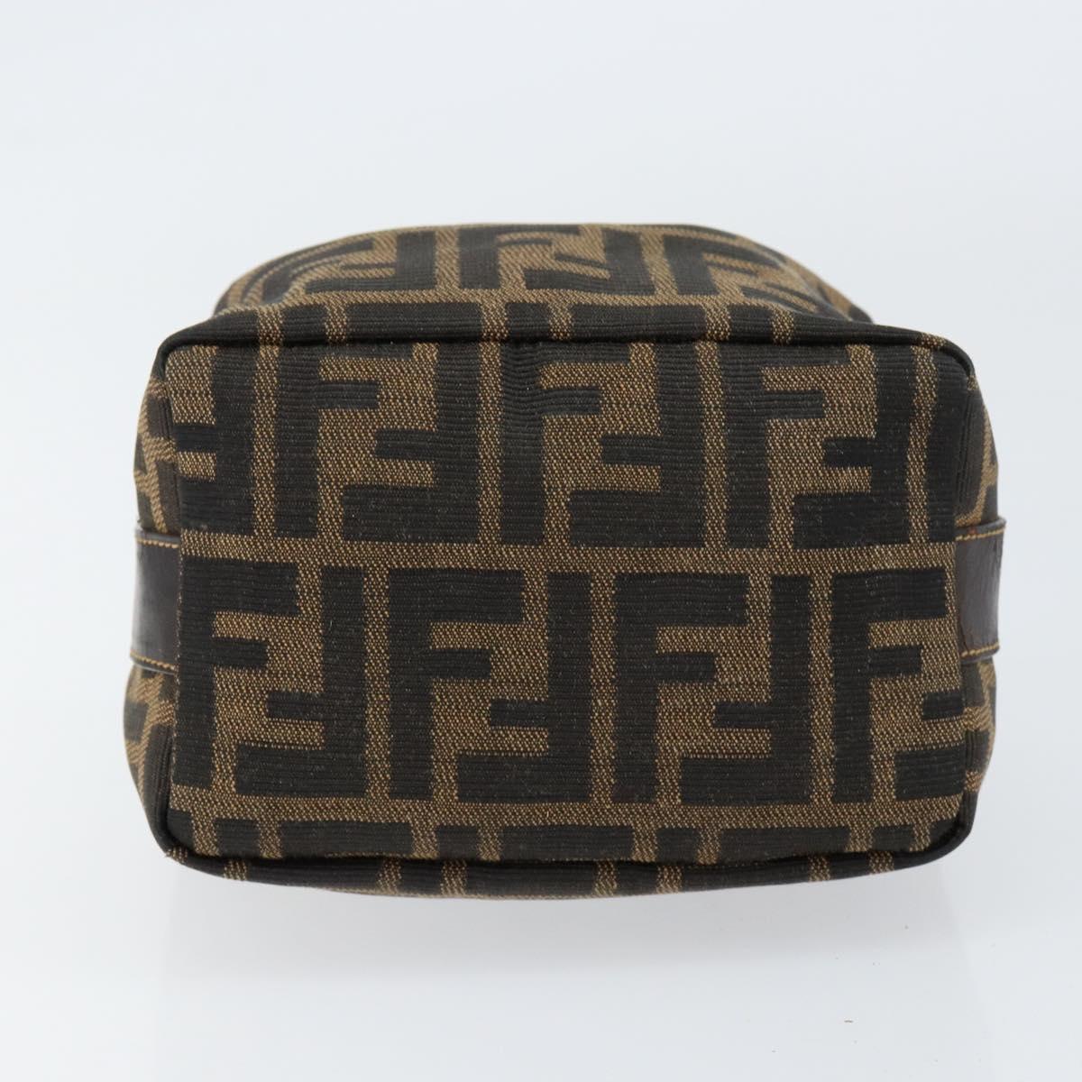 FENDI Zucca Canvas Vanity Hand Bag Black Brown Auth 150140