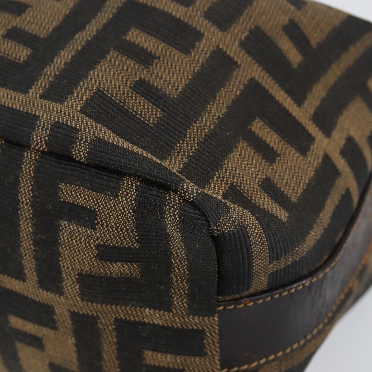 FENDI Zucca Canvas Vanity Hand Bag Black Brown Auth 150140