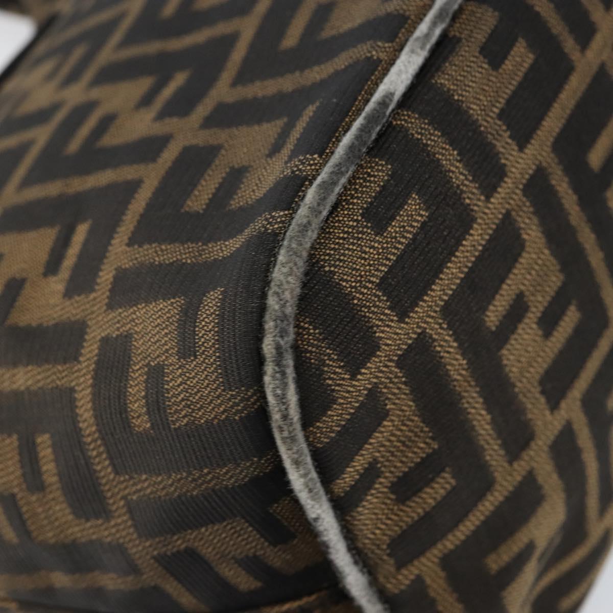 FENDI Zucca Canvas Mamma Baguette Shoulder Bag Black Brown Silver Auth 150142