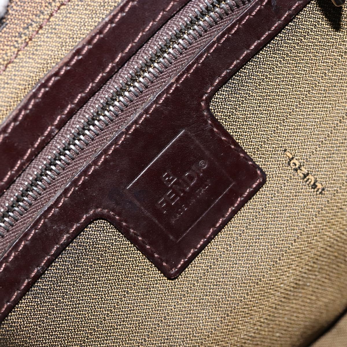 FENDI Zucca Canvas Mamma Baguette Shoulder Bag Black Brown Silver Auth 150142