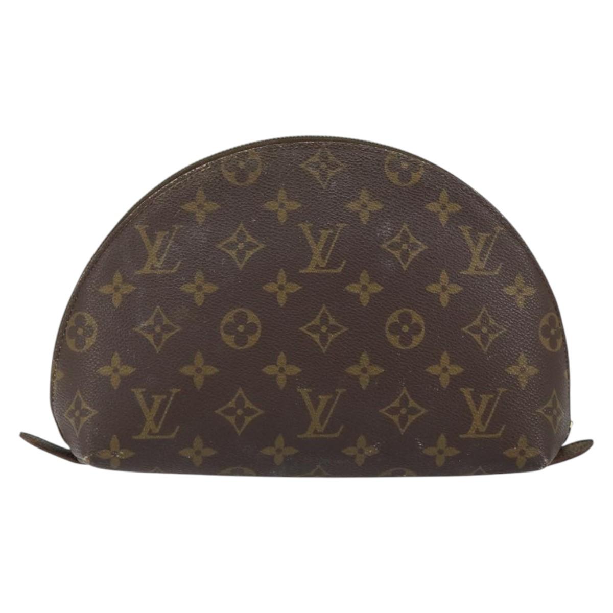LOUIS VUITTON Monogram Trousse Demi Ronde Cosmetic Pouch M47520 LV Auth 150155
