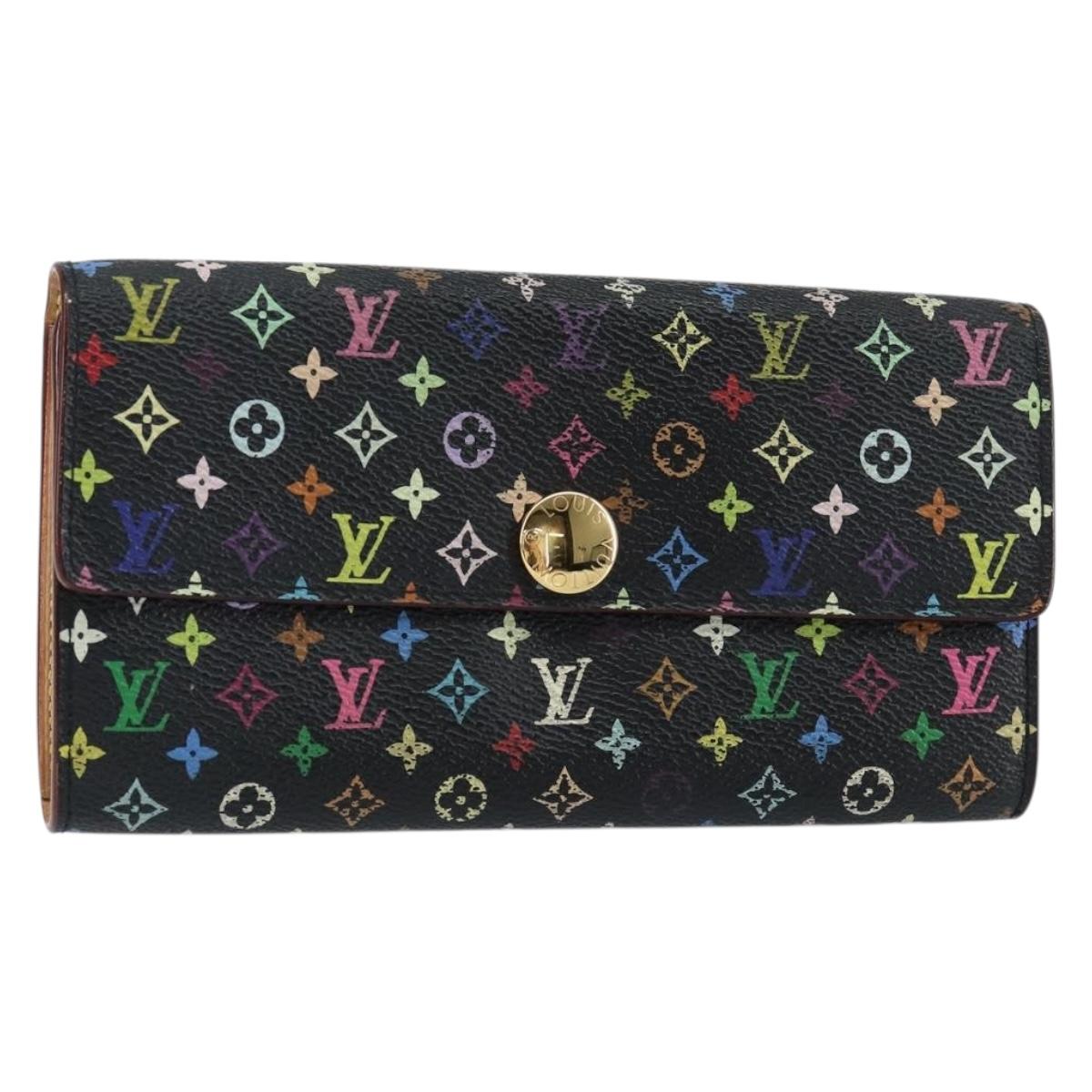 LOUIS VUITTON Multicolor Pochette Porte Monnaie Credit Black M60005 Auth 150194