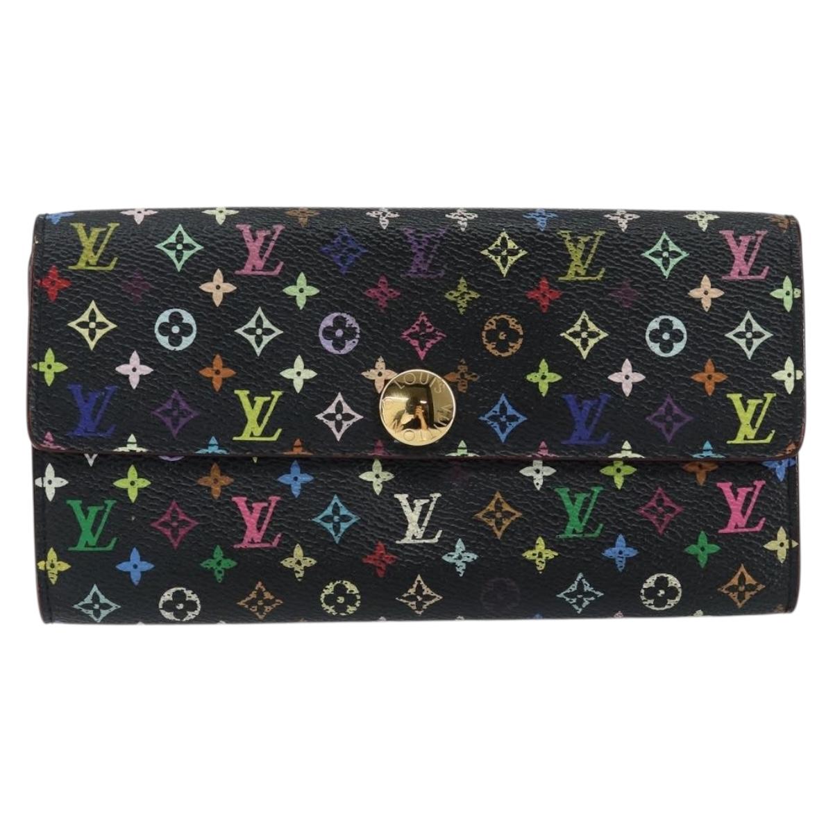 LOUIS VUITTON Multicolor Pochette Porte Monnaie Credit Black M60005 Auth 150194