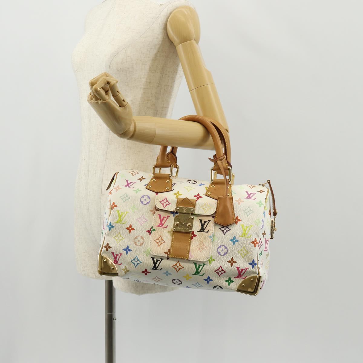 LOUIS VUITTON Monogram Multicolor Speedy 30 Hand Bag White M92643 Auth 150196V