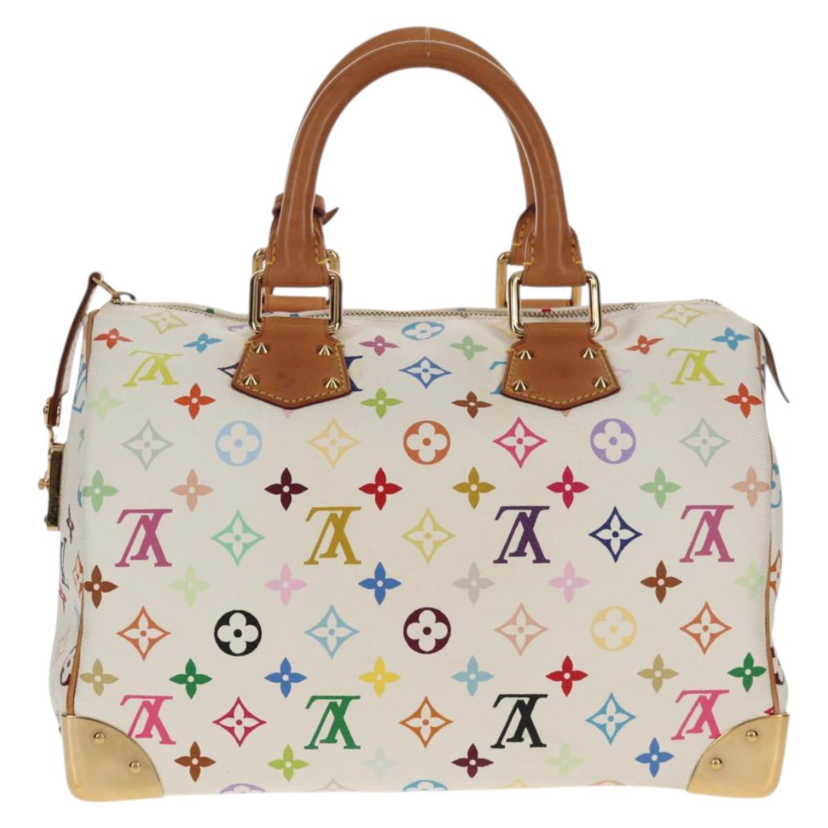 LOUIS VUITTON Monogram Multicolor Speedy 30 Hand Bag White M92643 Auth 150196V