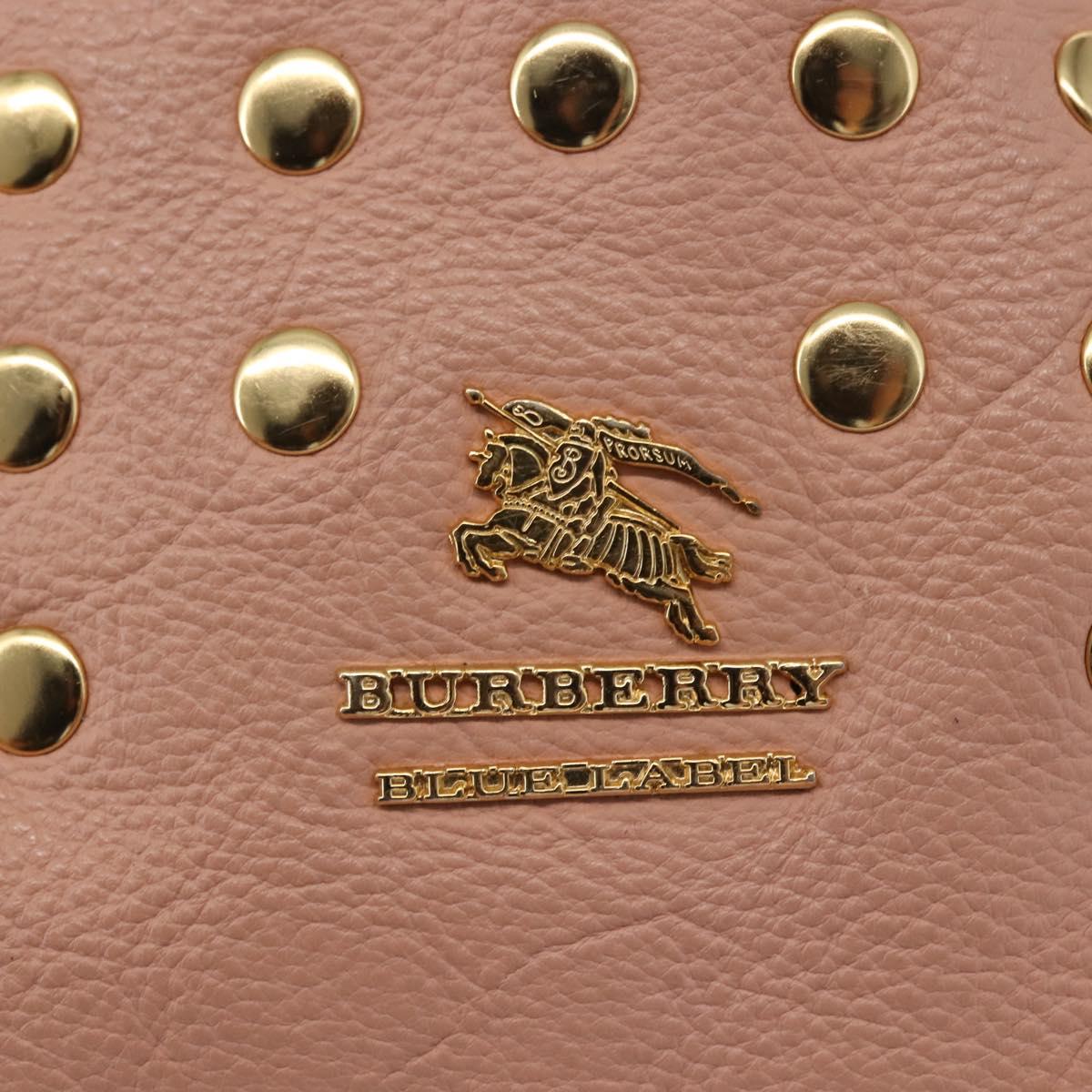 BURBERRY Blue Label Shoulder Bag Leather Pink Gold Auth 150199