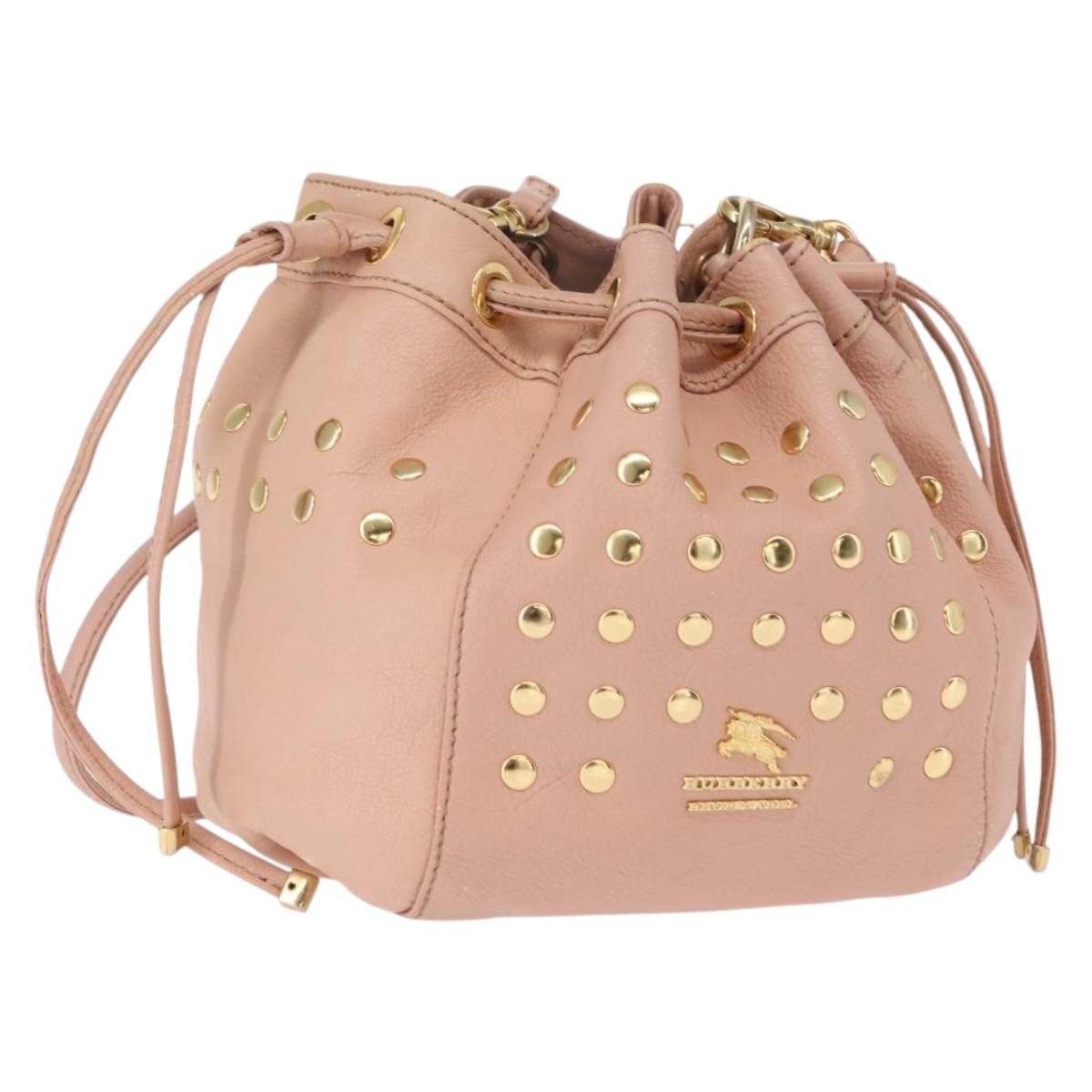 BURBERRY Blue Label Shoulder Bag Leather Pink Gold Auth 150199