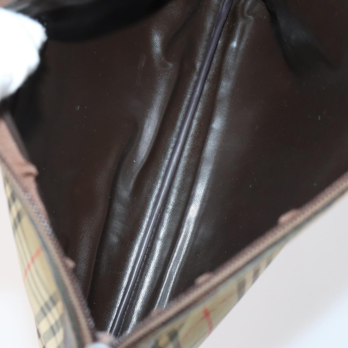 Burberrys Nova Check Boston Bag Canvas Leather 3 Set Beige Red Auth 150204