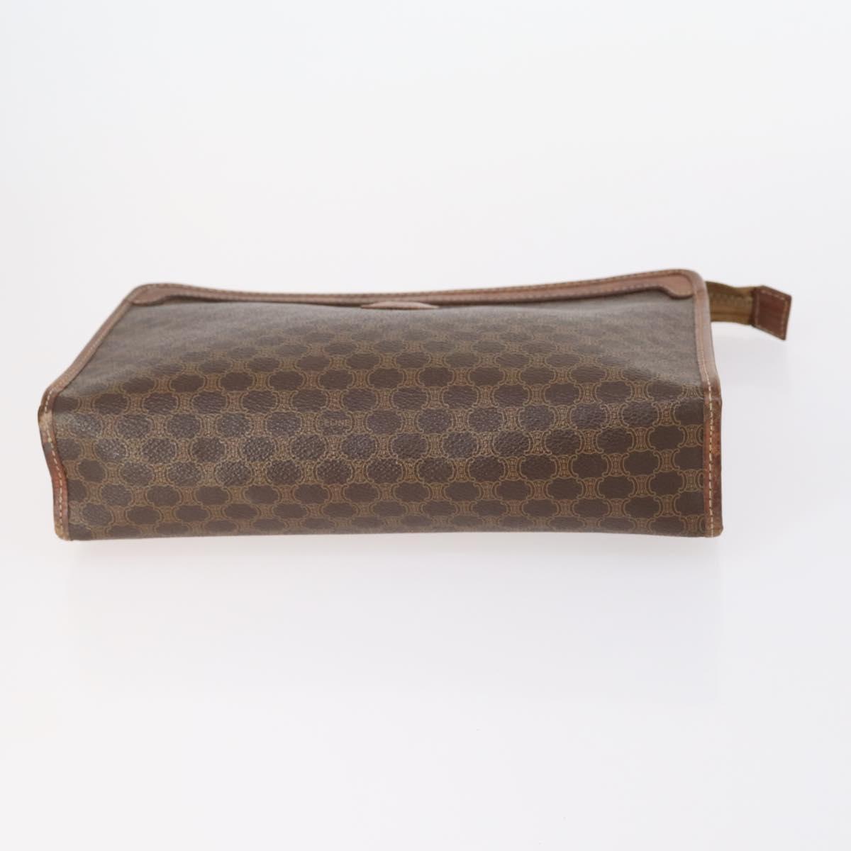 CELINE Macadam Canvas Clutch Bag PVC Leather 2 Set Brown Beige Auth 150205