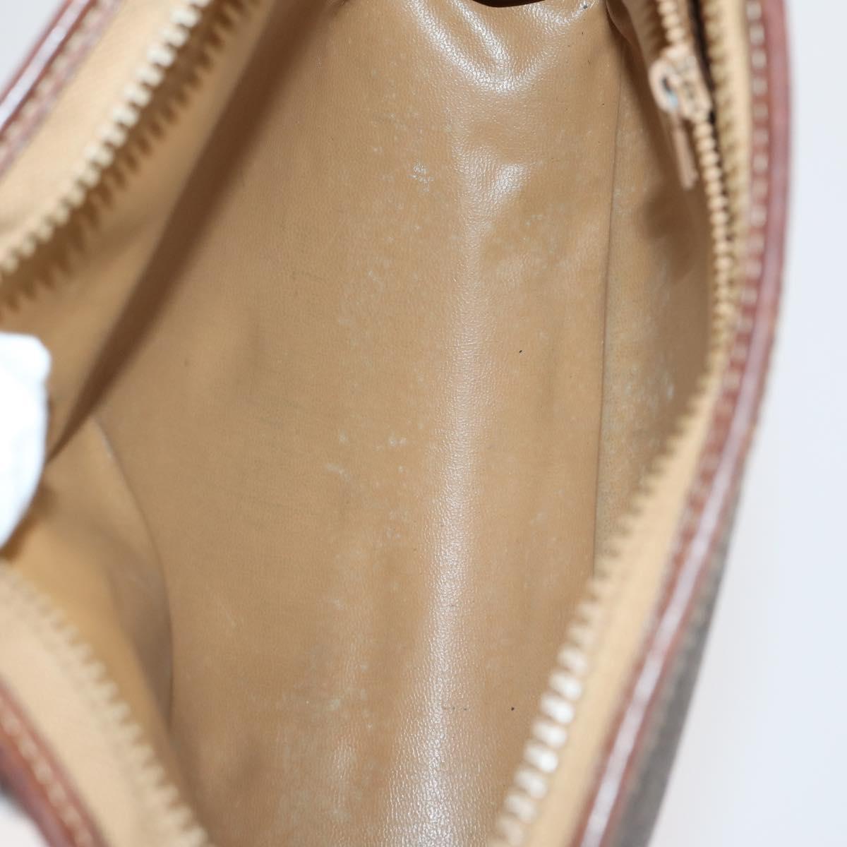 CELINE Macadam Canvas Clutch Bag PVC Leather 2 Set Brown Beige Auth 150205