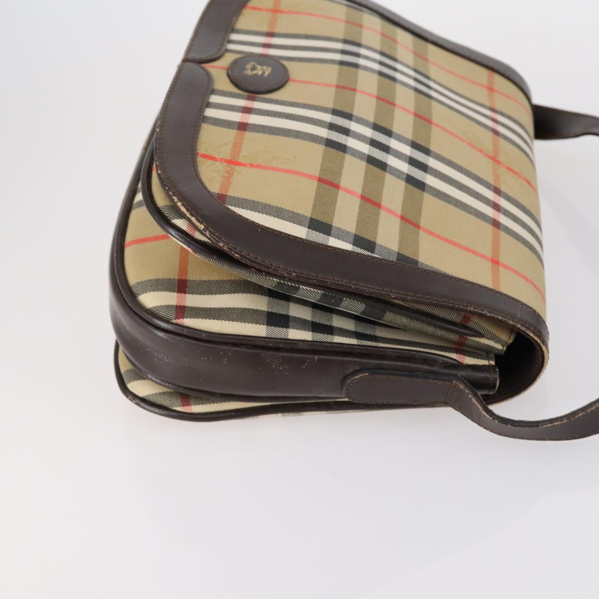 Burberrys Nova Check Shoulder Bag Canvas Leather 3 Set Beige Auth 150206