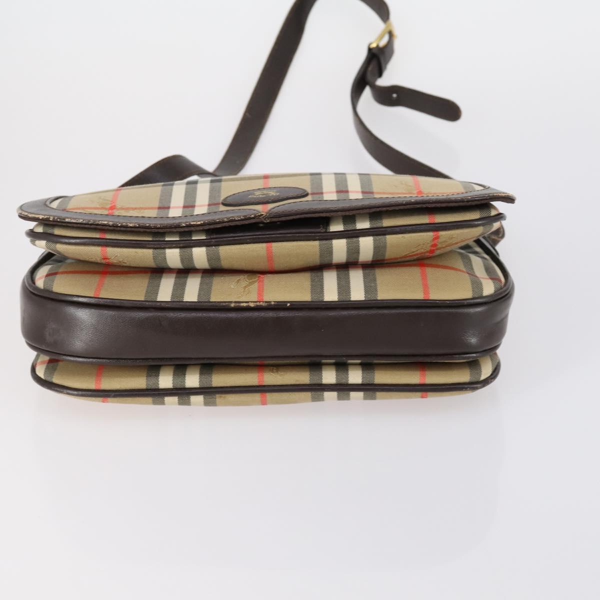 Burberrys Nova Check Shoulder Bag Canvas Leather 3 Set Beige Auth 150206