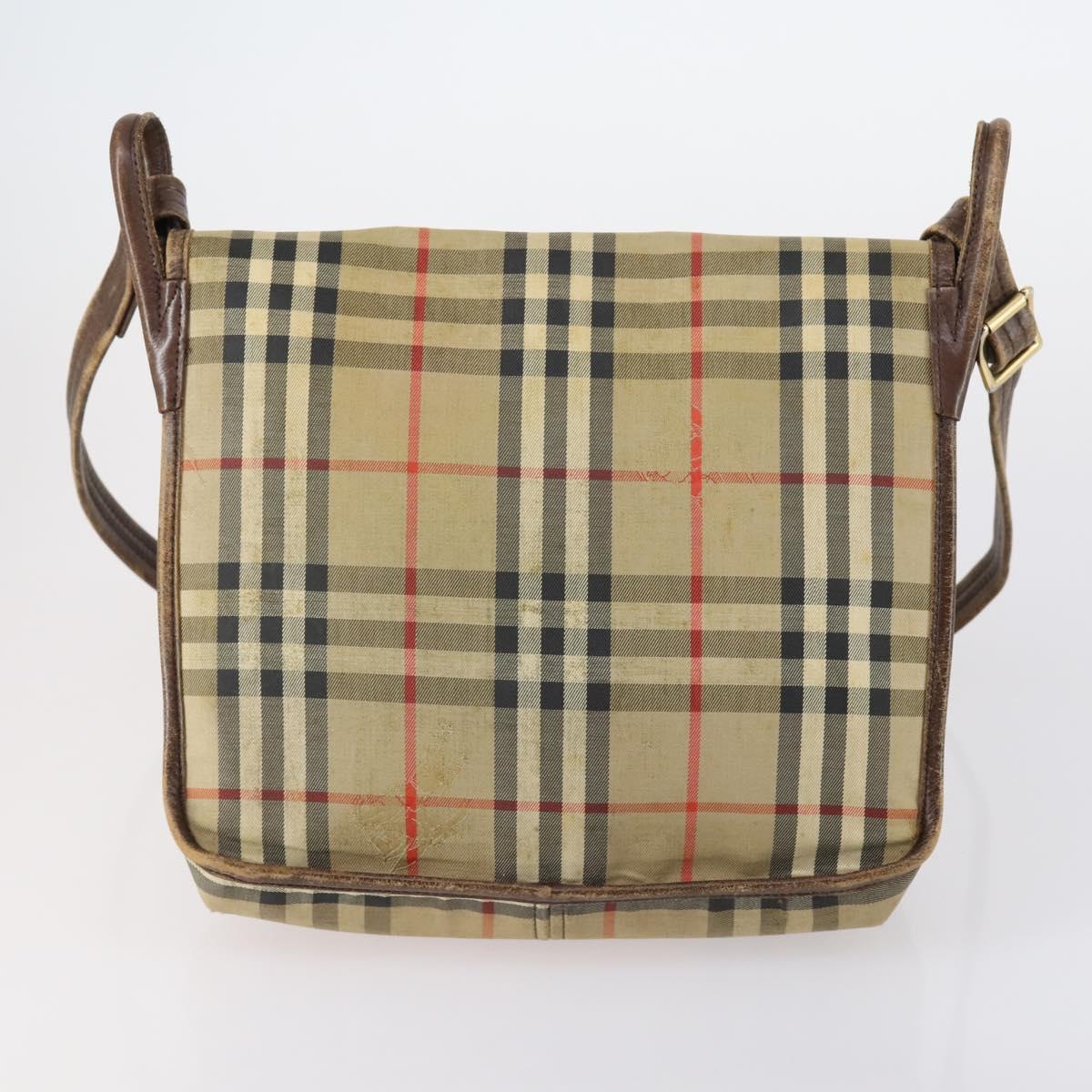 Burberrys Nova Check Shoulder Bag Canvas Leather 3 Set Beige Auth 150206