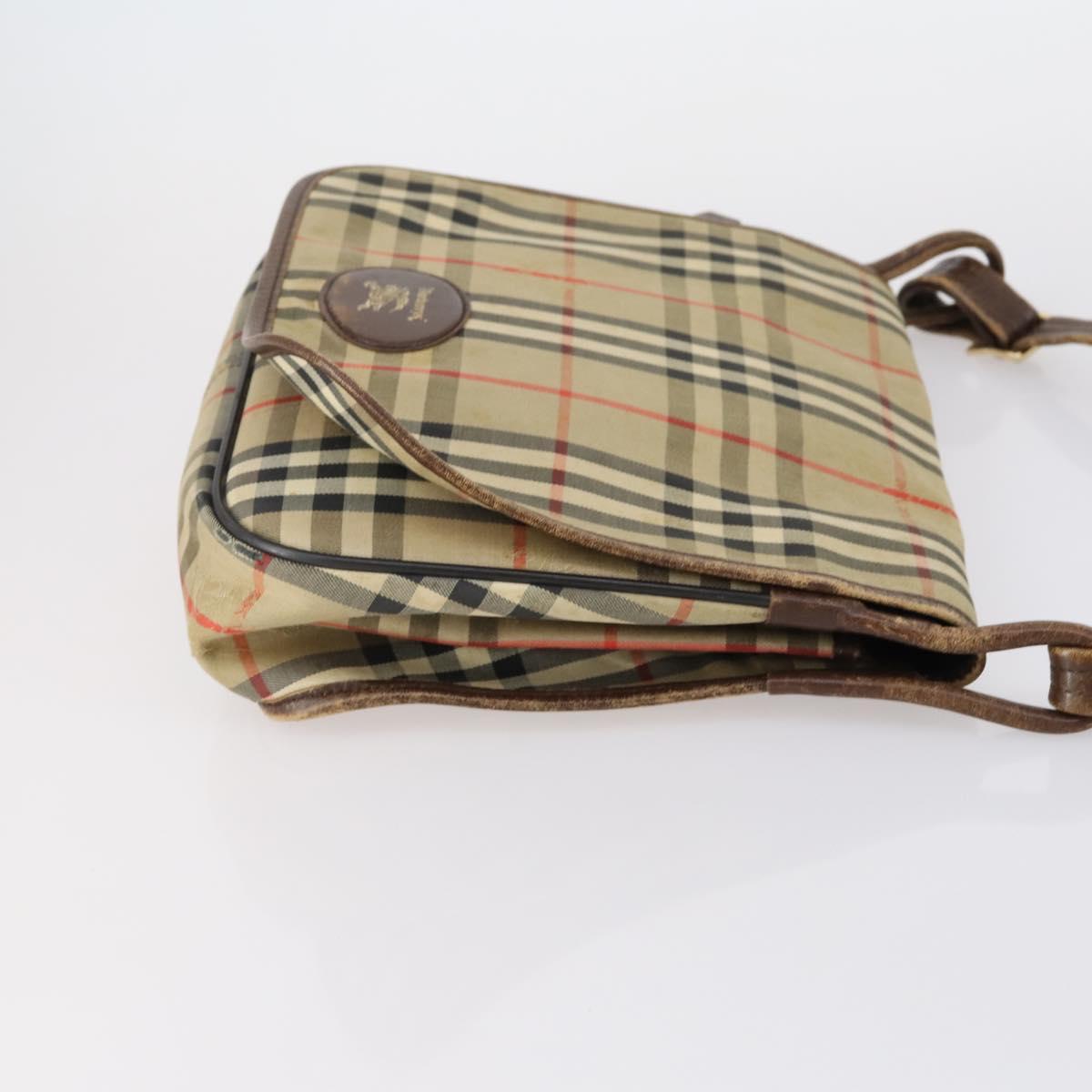 Burberrys Nova Check Shoulder Bag Canvas Leather 3 Set Beige Auth 150206