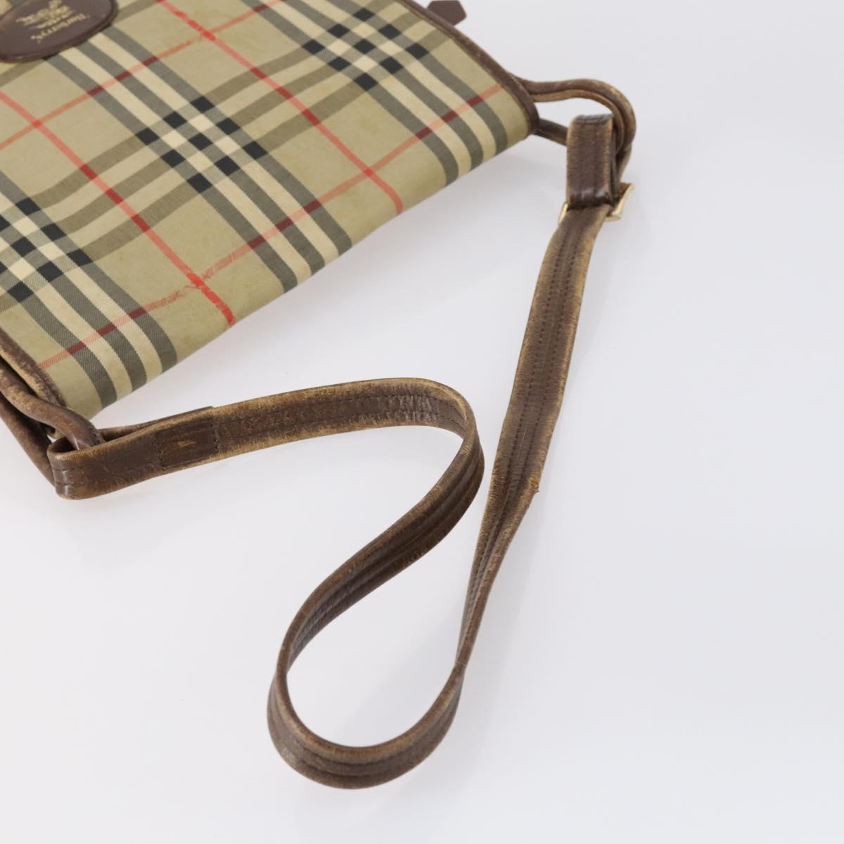 Burberrys Nova Check Shoulder Bag Canvas Leather 3 Set Beige Auth 150206
