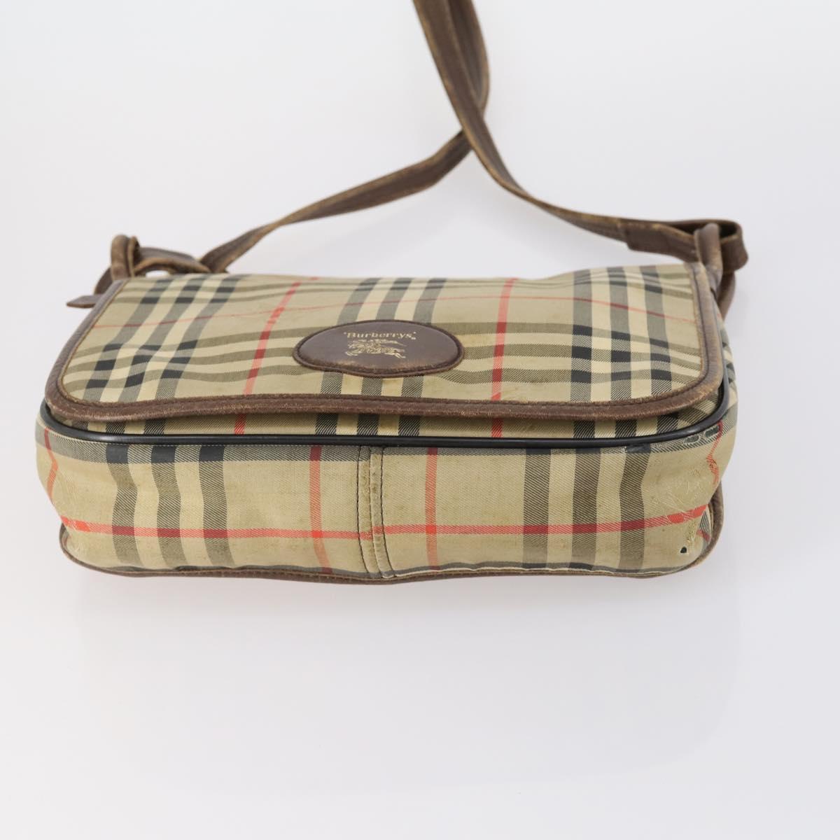 Burberrys Nova Check Shoulder Bag Canvas Leather 3 Set Beige Auth 150206