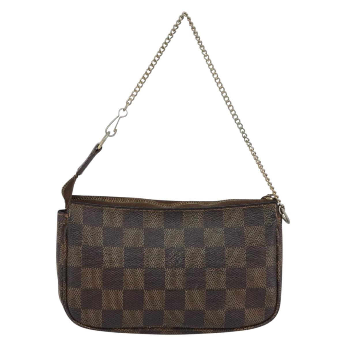 LOUIS VUITTON Damier Ebene Marais Pouch LV Auth 150258