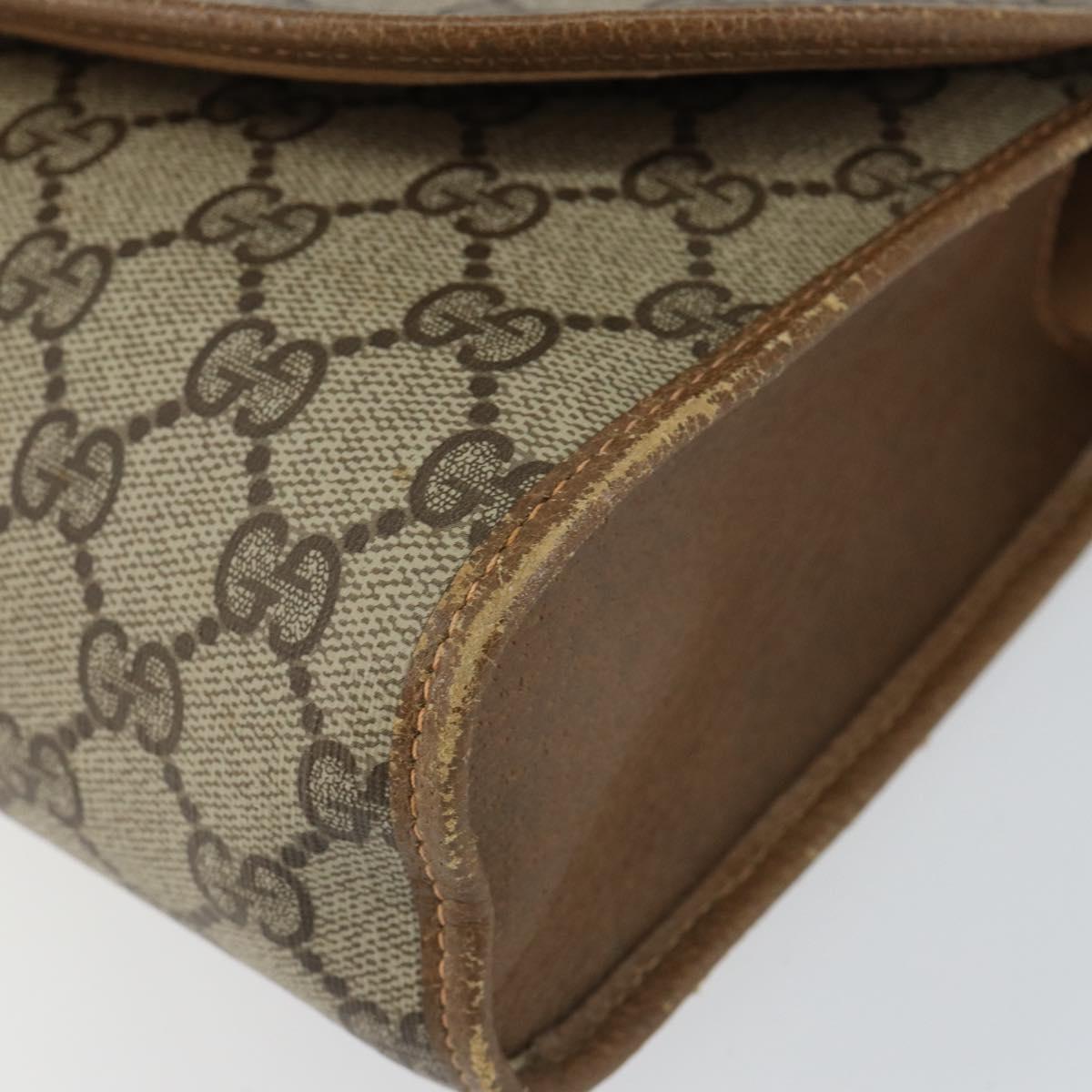 GUCCI GG Supreme Web Sherry Line Clutch Bag PVC Beige Gold 89 01 030 Auth 150270