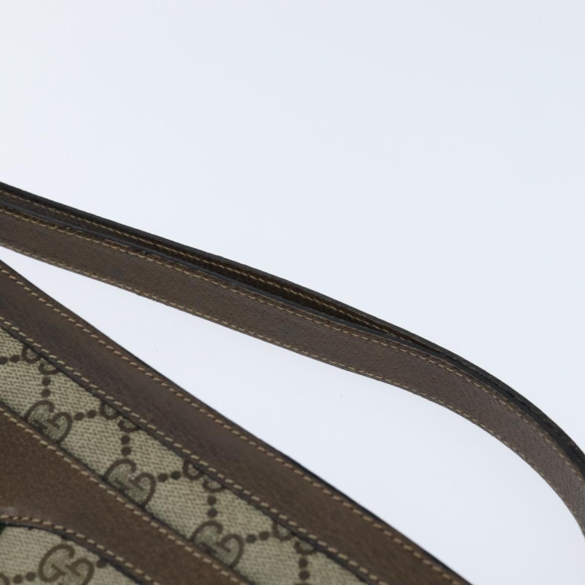 GUCCI GG Supreme Web Sherry Line Bag PVC Beige Gold 41 02 013 Auth 150271