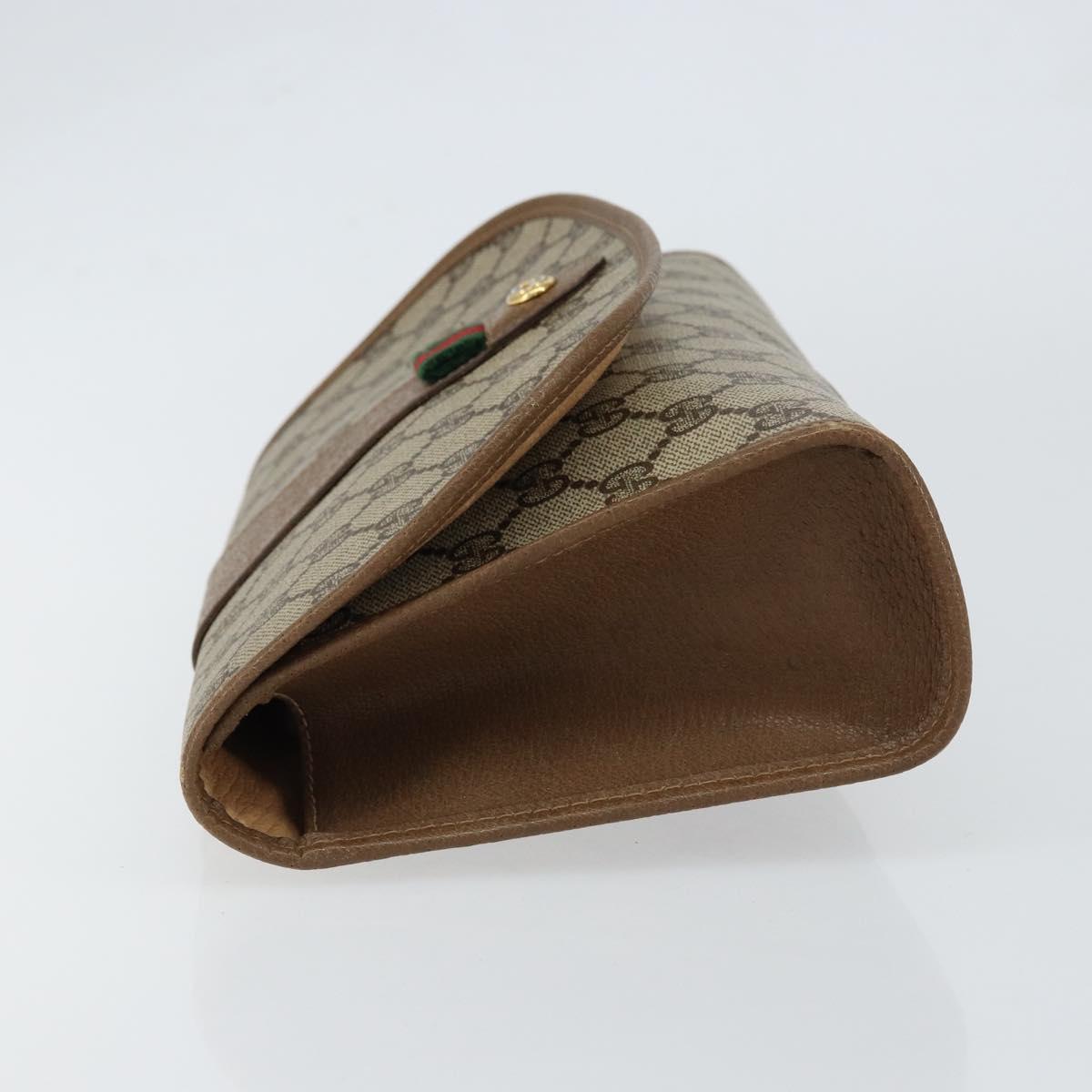 GUCCI GG Supreme Web Sherry Line Clutch Bag PVC Beige Gold 89 01 030 Auth 150272