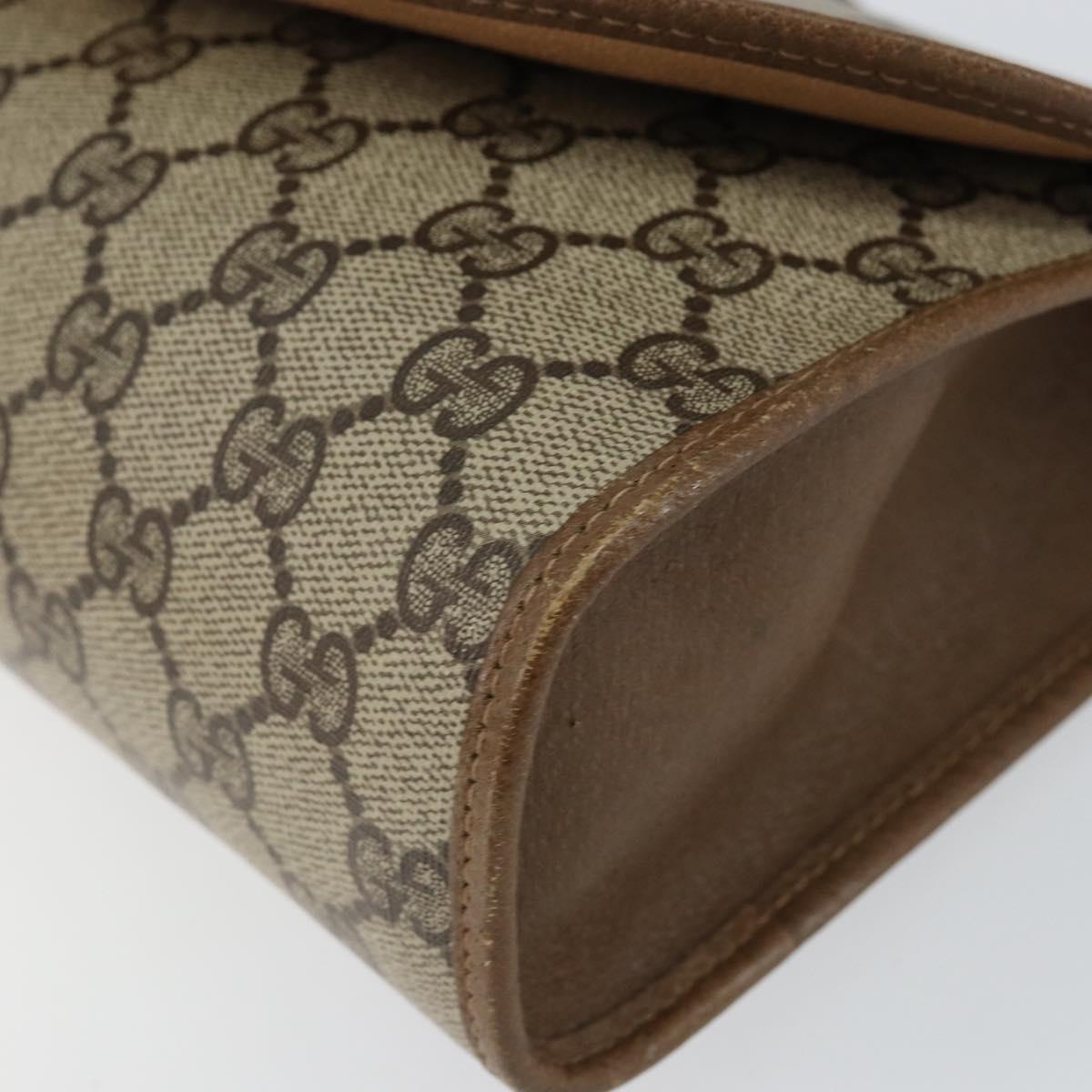 GUCCI GG Supreme Web Sherry Line Clutch Bag PVC Beige Gold 89 01 030 Auth 150272