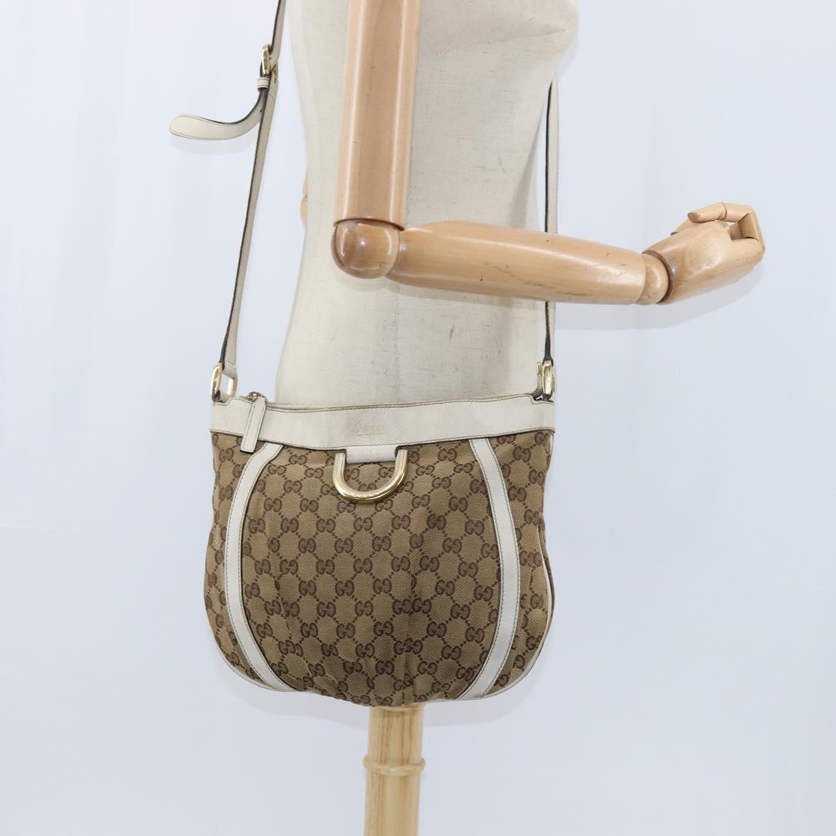 GUCCI GG Canvas Abbey Shoulder Bag Beige Gold 203257 Auth 150275