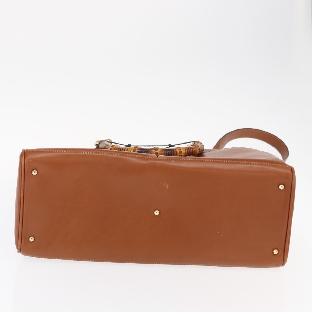 GUCCI Bamboo Hand Bag Leather 2way Brown Gold 002 2855 03222 0 Auth 150280