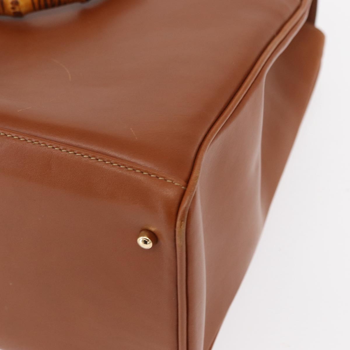 GUCCI Bamboo Hand Bag Leather 2way Brown Gold 002 2855 03222 0 Auth 150280