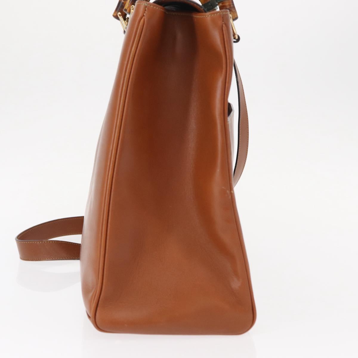 GUCCI Bamboo Hand Bag Leather 2way Brown Gold 002 2855 03222 0 Auth 150280