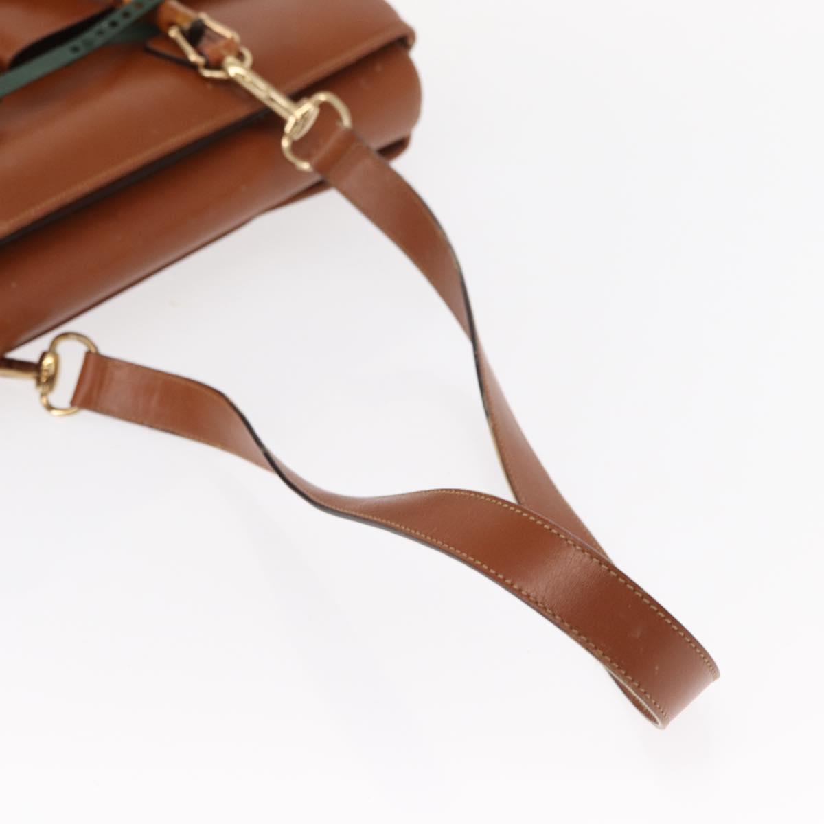 GUCCI Bamboo Hand Bag Leather 2way Brown Gold 002 2855 03222 0 Auth 150280