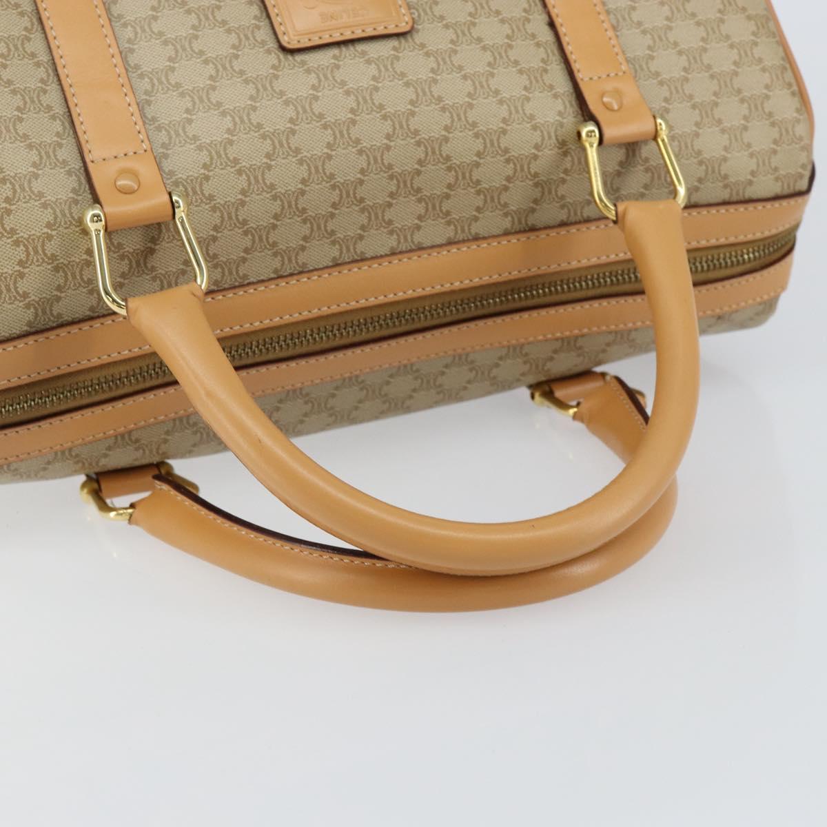 CELINE Macadam Canvas Boston Bag PVC Beige Gold Auth 150281