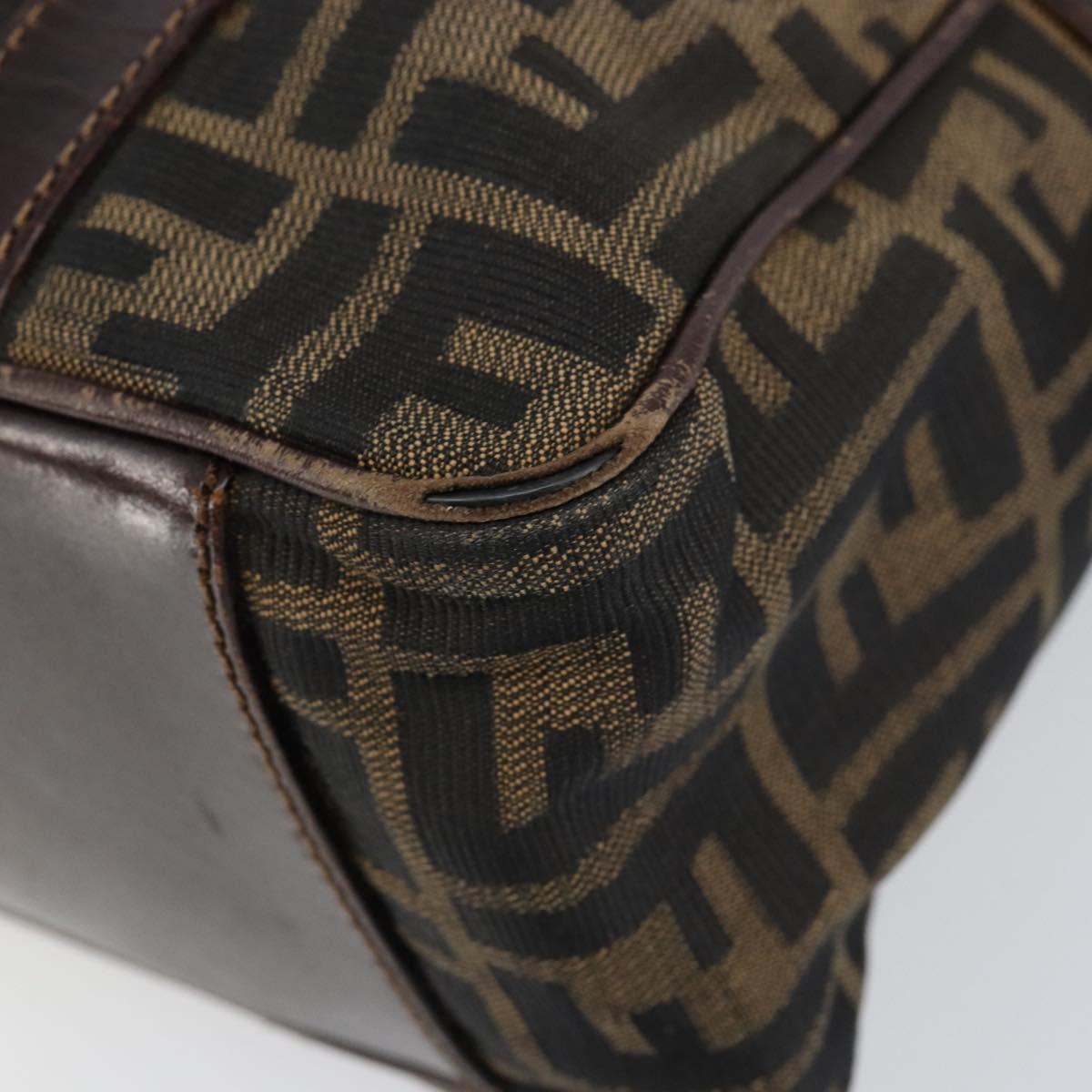 FENDI Zucca Canvas Boston Bag Black Brown Auth 150282
