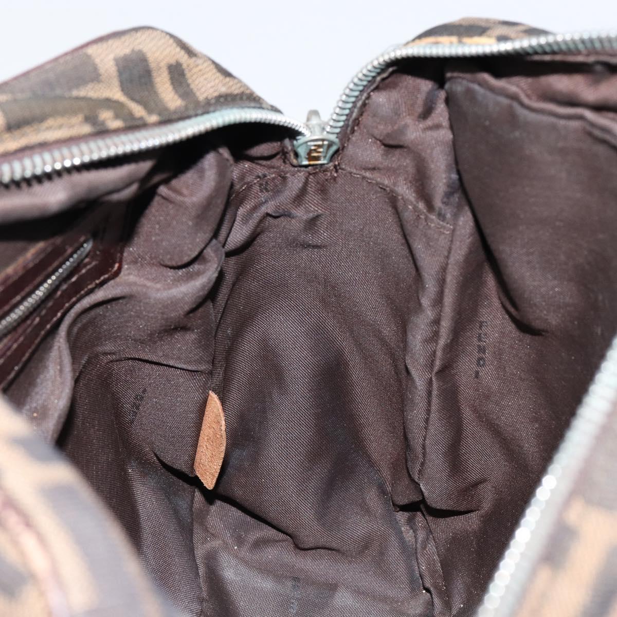 FENDI Zucca Canvas Boston Bag Black Brown Auth 150282