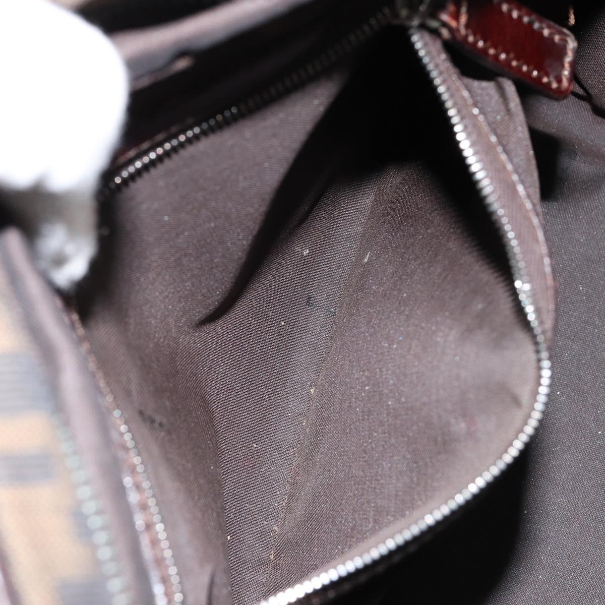 FENDI Zucca Canvas Boston Bag Black Brown Auth 150282